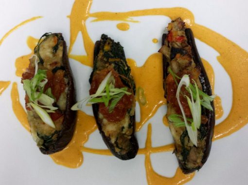 Stuffed Baby Sicilian Eggplant, Sun-Dried Tomato Buttersauce